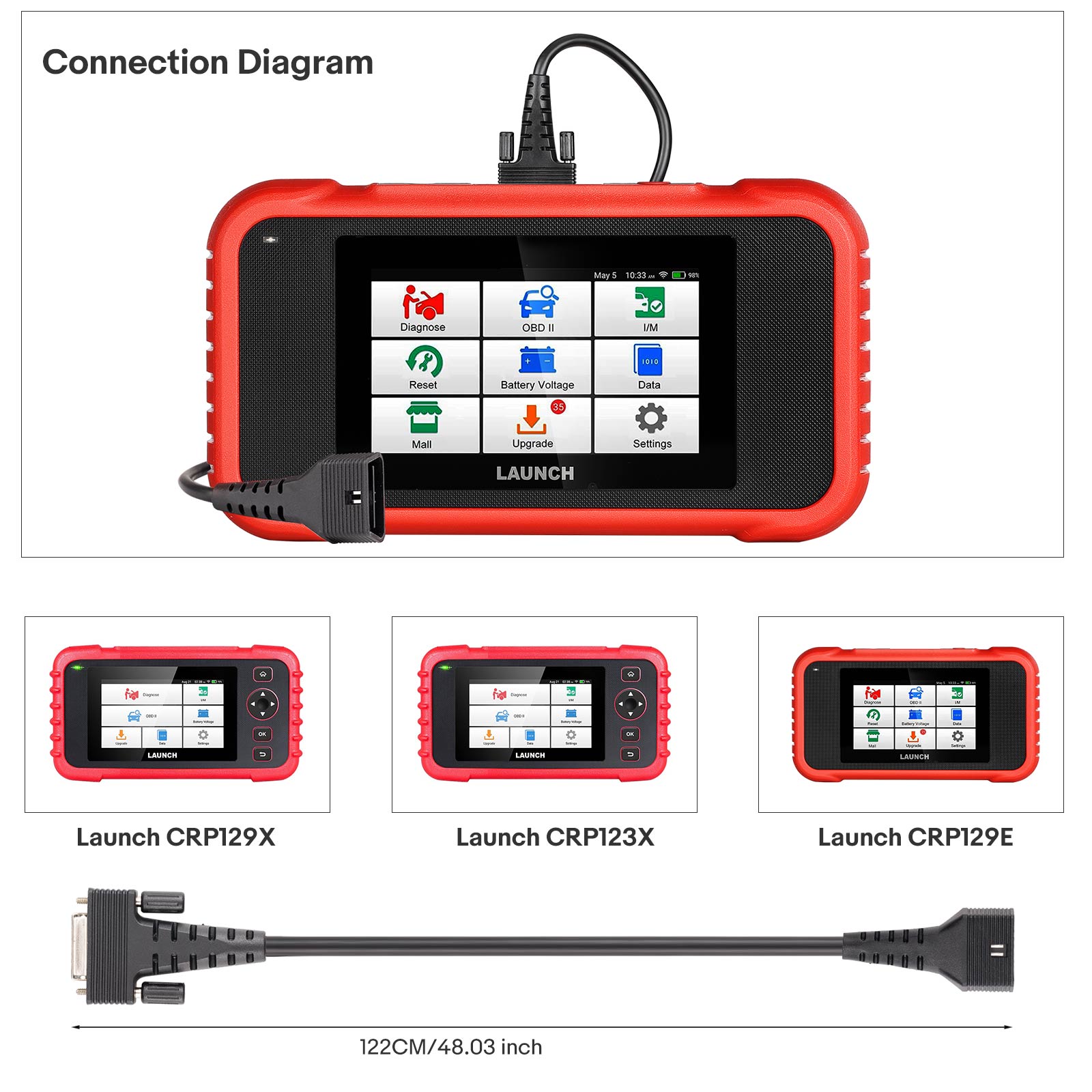 LAUNCH-OBD-Main-Cable-For-CRP123X-CRP123E-CRP129X-CRP129E-SF399